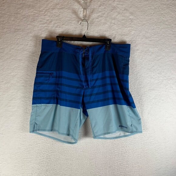 Patagonia Men's Blue Stretch Planing Board Shorts Beach Swim Trunks Size 38 9329 - Picture 1 of 11